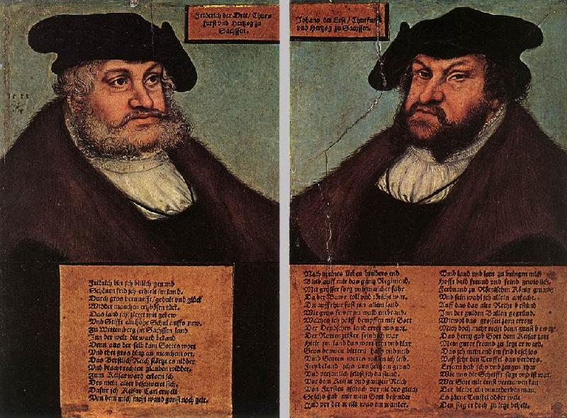 CRANACH, Lucas the Elder Portraits of Johann I and Frederick III the wise, Electors of Saxony dfg